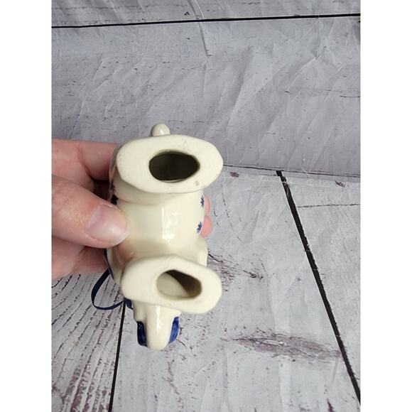 Polished Pottery hand painted Elephant Blue stars a pine tree design Ornament - Picture 6 of 8